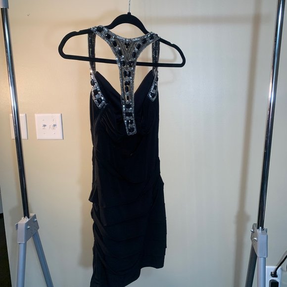 Little black dress with silver sequin detail - Picture 5 of 6